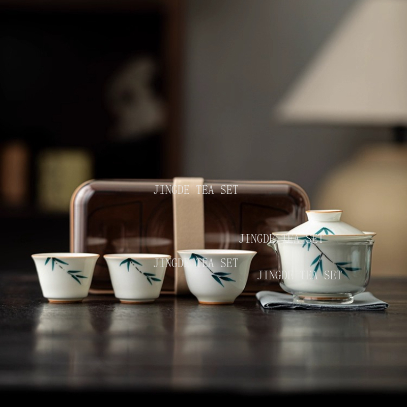 Korean Tea Set - Taşınabilir Seramik Çaydanlık ve Bardak Seti