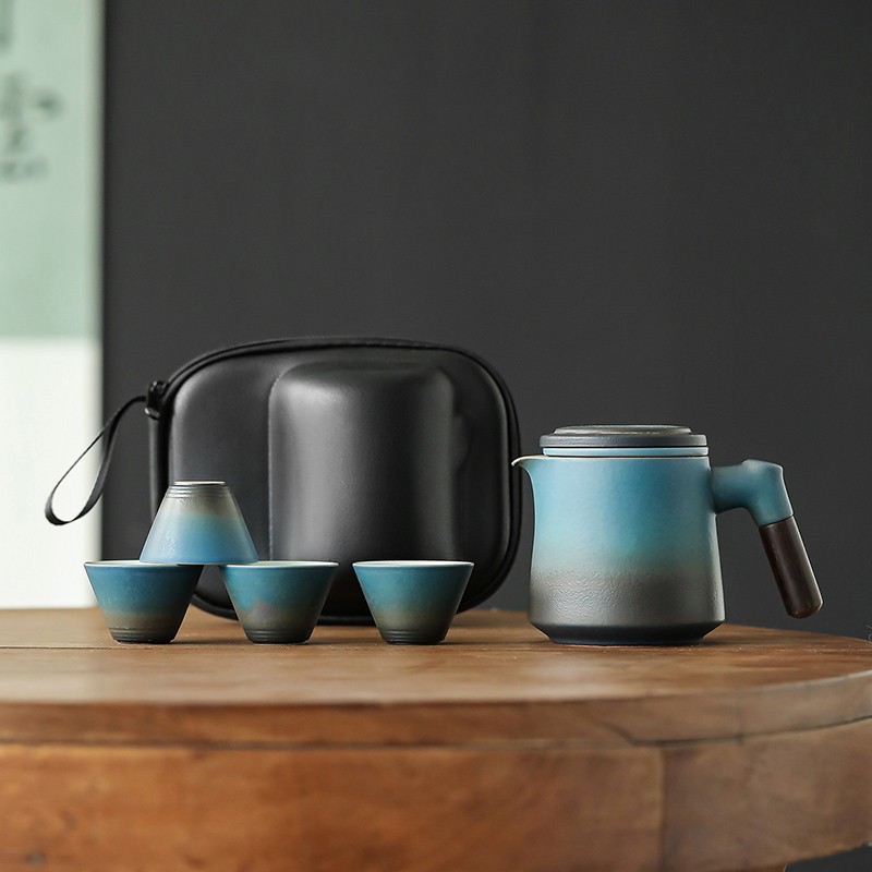 Korean Tea Set - Basit 1 Demlik 4 Fincan Seyahat